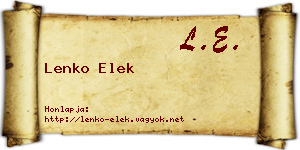 Lenko Elek névjegykártya